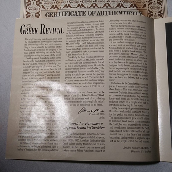 Knowles China Plate "The Greek Revival" Decorative Plate - Picture 6 of 9